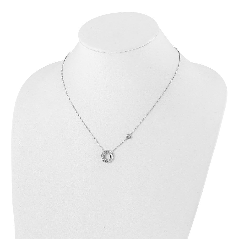 14k White Gold 3/4 carat Lab Grown Diamond VS/SI+ G+ Complete 18 inch Fashion Heart and Circle Necklace