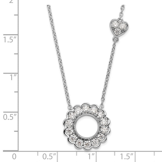 14k White Gold 3/4 carat Lab Grown Diamond VS/SI+ G+ Complete 18 inch Fashion Heart and Circle Necklace