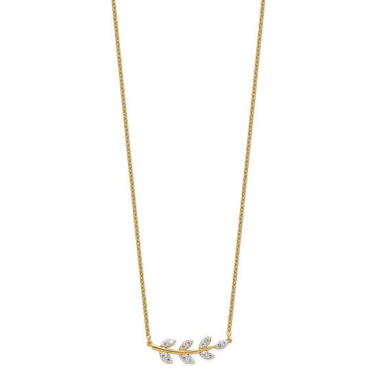 14k 3/8 carat Lab Grown Diamond VS/SI+ G+ Complete Branch with Leaves 18 inch Necklace