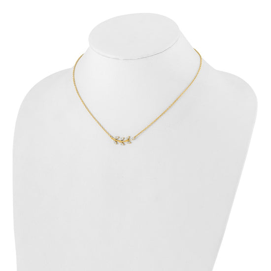 14k 3/8 carat Lab Grown Diamond VS/SI+ G+ Complete Branch with Leaves 18 inch Necklace