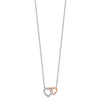 14k Two-Tone Rose and White Gold 1/5 carat Lab Grown Diamond VS/SI+ G+ Complete 18 inch Interlocking Heart Necklace