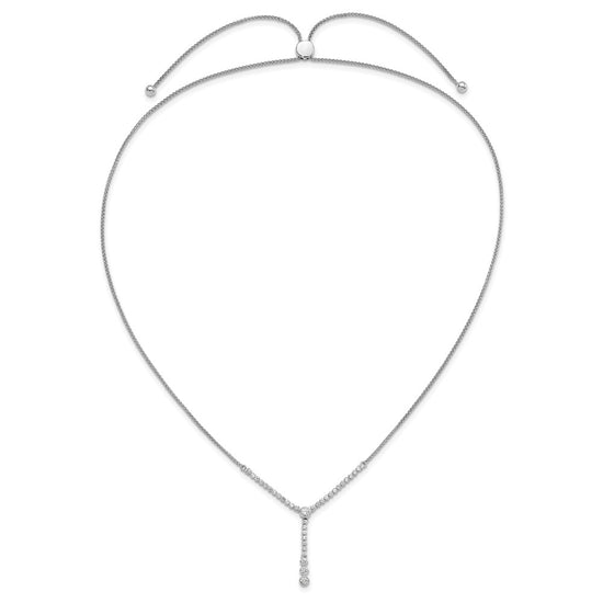 14k White Gold 1 carat Lab Grown Diamond VS/SI+ G+ Adjustable up to 24 inch Tennis Style Bolo Necklace