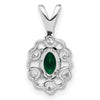 14k White Gold 1/10 carat Lab Grown Diamond VS/SI+ G+ and Lab Created Emerald Pendant