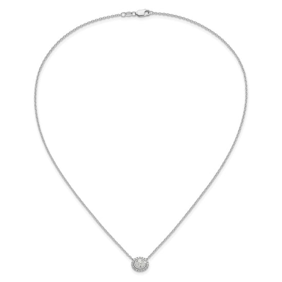 14k White Gold 5/8 carat Lab Grown Diamond VS/SI+ G+ Oval 18 inch Necklace
