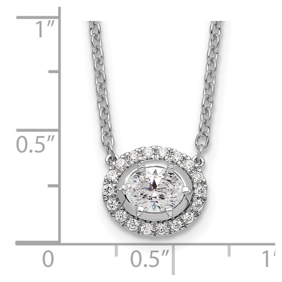14k White Gold 5/8 carat Lab Grown Diamond VS/SI+ G+ Oval 18 inch Necklace