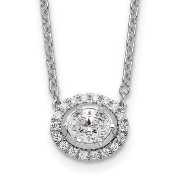 14k White Gold 5/8 carat Lab Grown Diamond VS/SI+ G+ Oval 18 inch Necklace