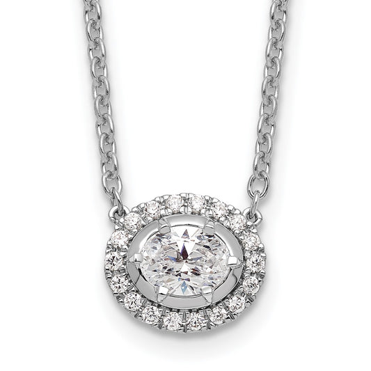 14k White Gold 5/8 carat Lab Grown Diamond VS/SI+ G+ Oval 18 inch Necklace