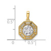 14k Two-tone 3/4 carat Lab Grown Diamond VS/SI+ G+ Octogon Halo Pendant