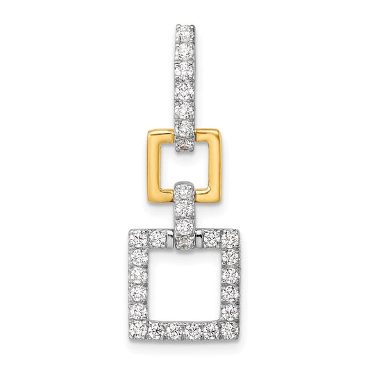 14k Two-Tone 1/2 carat Lab Grown Diamond VS/SI+ G+ Dangle Square Chain Slide Pendant