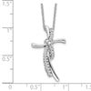 14k White Gold 1/8 carat Lab Grown Diamond VS/SI+ G+ Complete 18 inch Cross Pendant Necklace