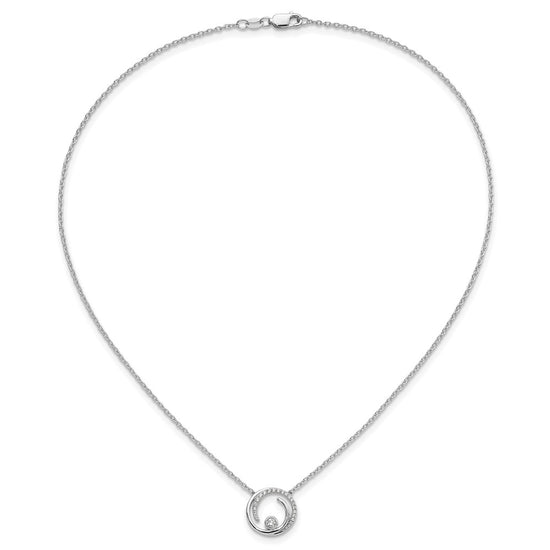 14k White Gold 1/5 carat Lab Grown Diamond VS/SI+ G+ Complete 18 inch Fashion Swirl Circle Design Necklace