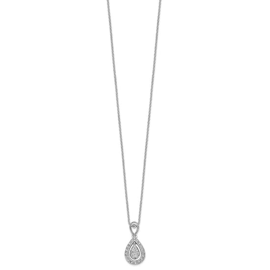 14k White Gold 1/5 carat Lab Grown Diamond VS/SI+ G+ Complete 18 inch Teardrop Pendant Necklace