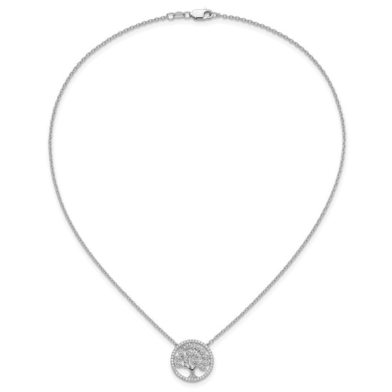 14k White Gold 1/3 carat Lab Grown Diamond VS/SI+ G+ Complete 18 inch Tree of Life Necklace