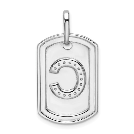 Diamond Initial Dog Tag Charms