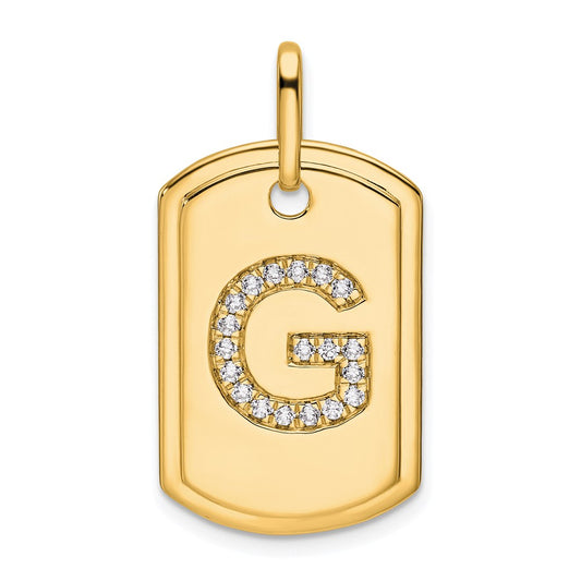 Diamond Initial Dog Tag Charms