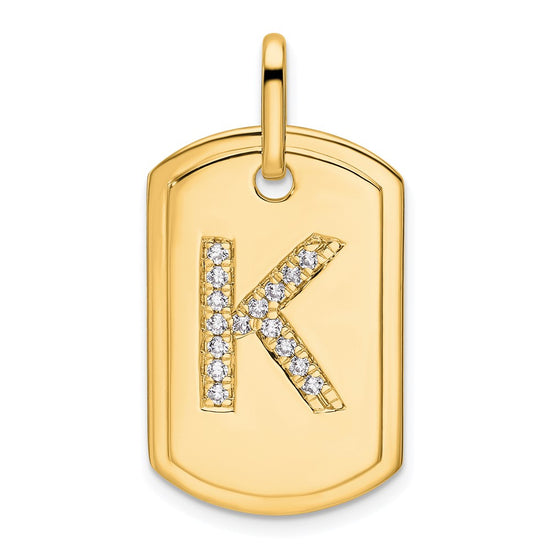Diamond Initial Dog Tag Charms