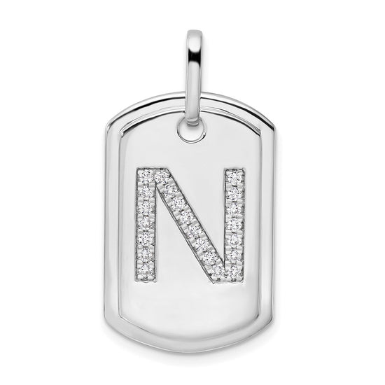 Diamond Initial Dog Tag Charms