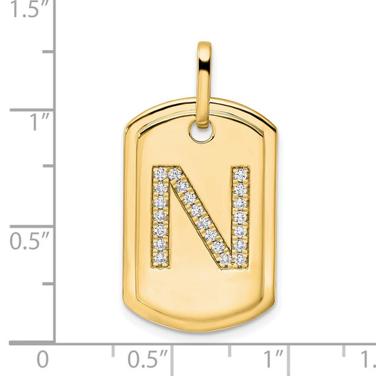 Diamond Initial Dog Tag Charms