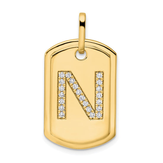 Diamond Initial Dog Tag Charms