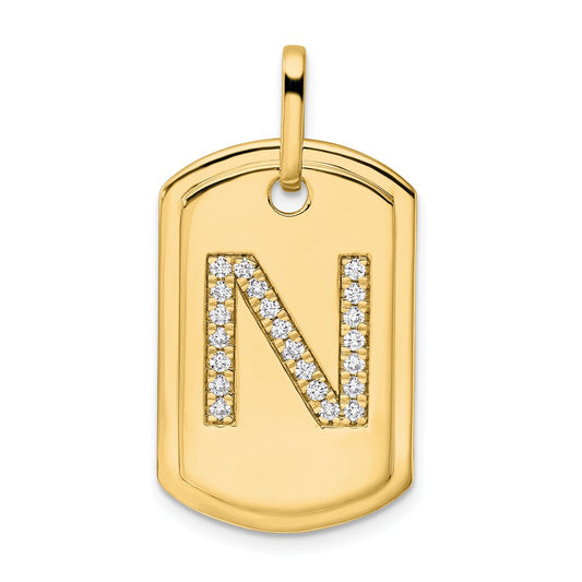 Diamond Initial Dog Tag Charms