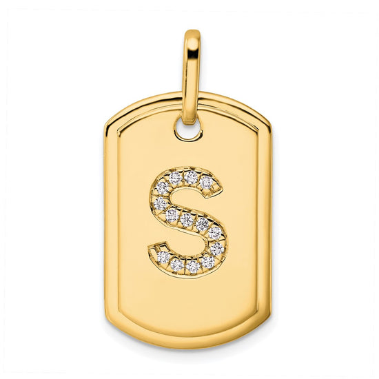 Diamond Initial Dog Tag Charms