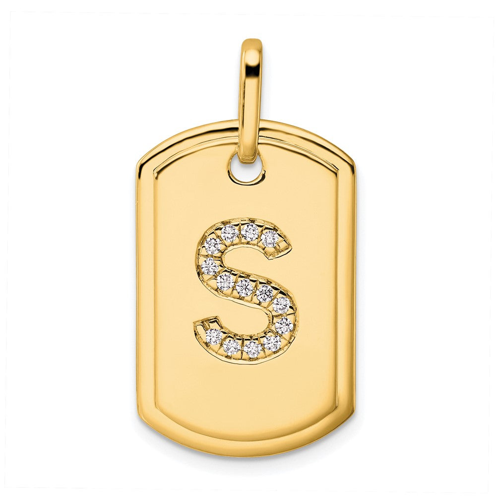 Diamond Initial Dog Tag Charms