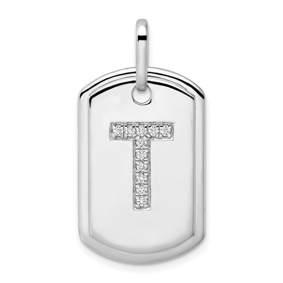 Diamond Initial Dog Tag Charms