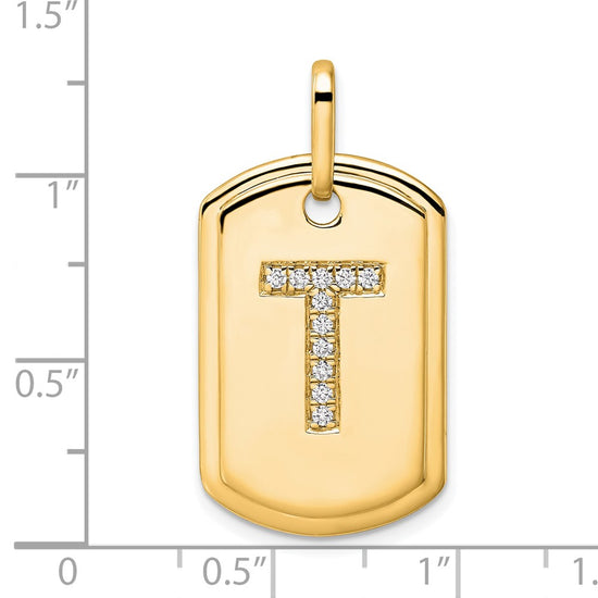 Diamond Initial Dog Tag Charms