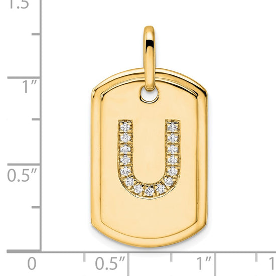 Diamond Initial Dog Tag Charms
