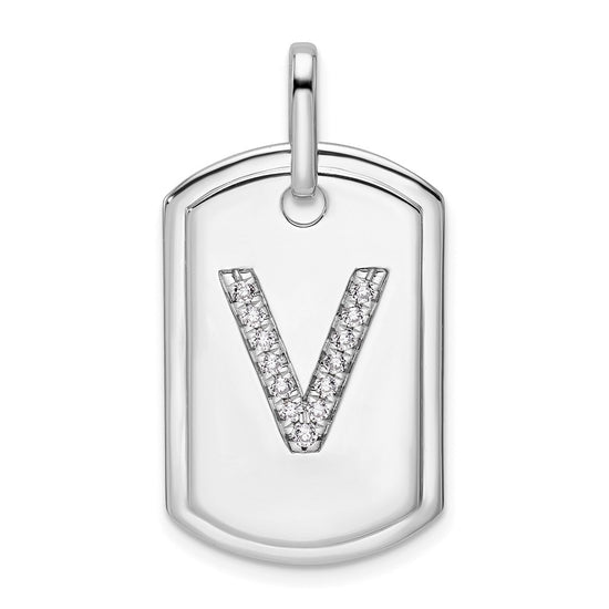 Diamond Initial Dog Tag Charms