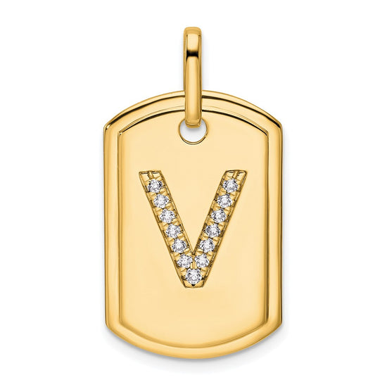 Diamond Initial Dog Tag Charms