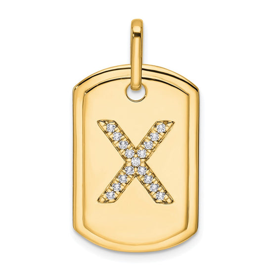 Diamond Initial Dog Tag Charms