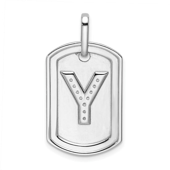 Diamond Initial Dog Tag Charms