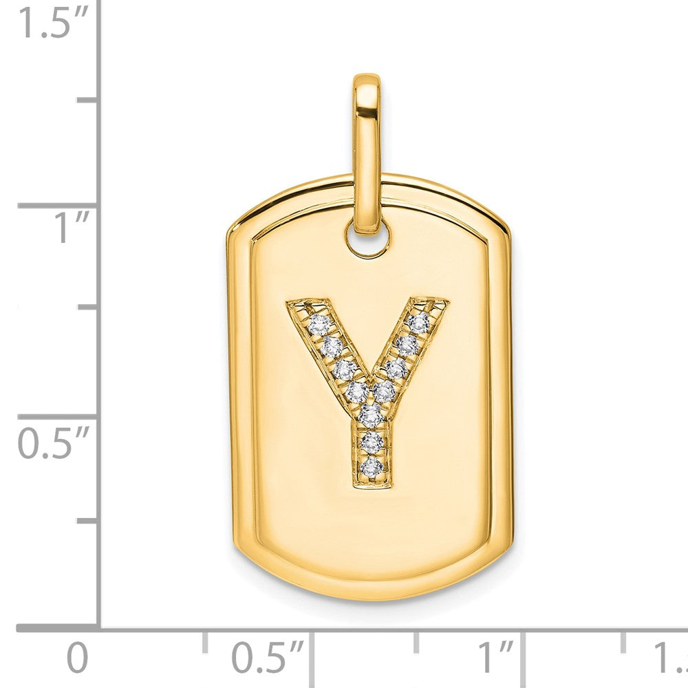 Diamond Initial Dog Tag Charms