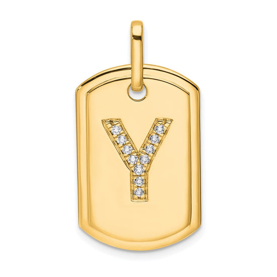 Diamond Initial Dog Tag Charms
