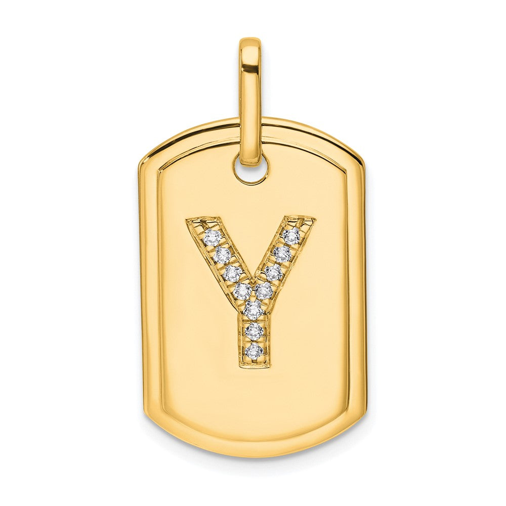 Diamond Initial Dog Tag Charms