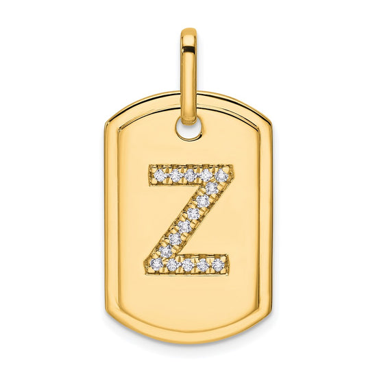 Diamond Initial Dog Tag Charms