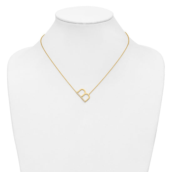 Sideways Diamond Initial Necklaces