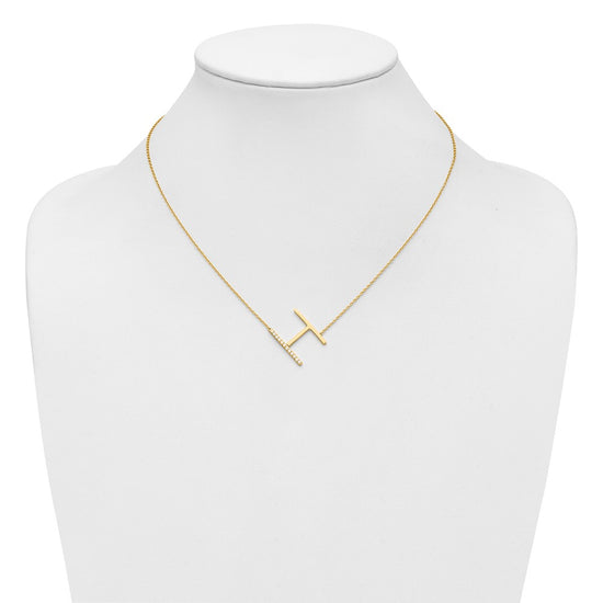 Sideways Diamond Initial Necklaces