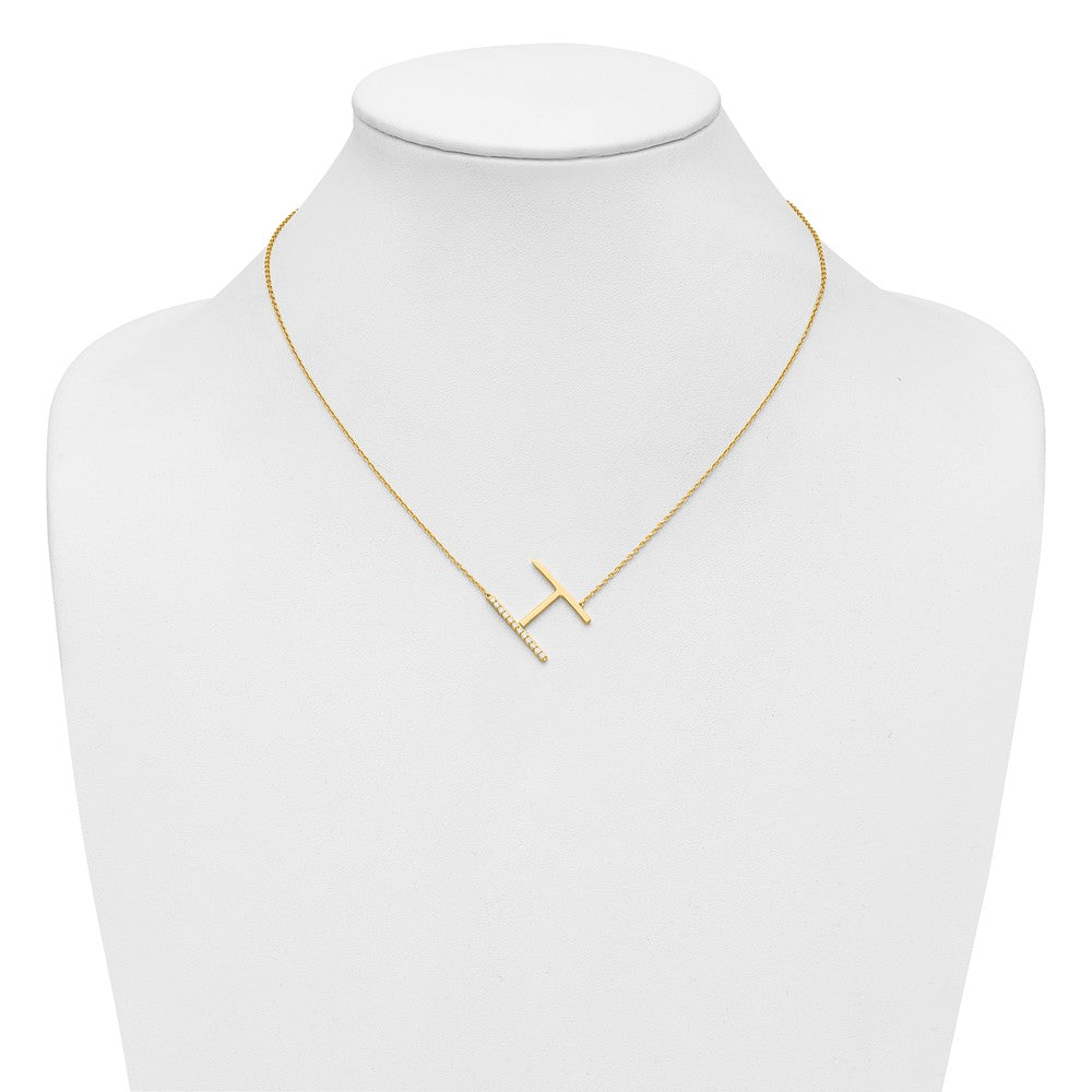Sideways Diamond Initial Necklaces