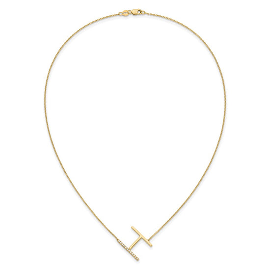 Sideways Diamond Initial Necklaces