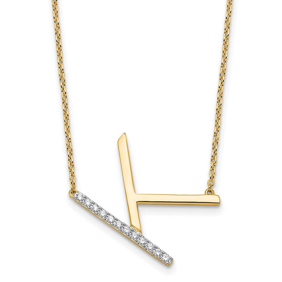 Sideways Diamond Initial Necklaces