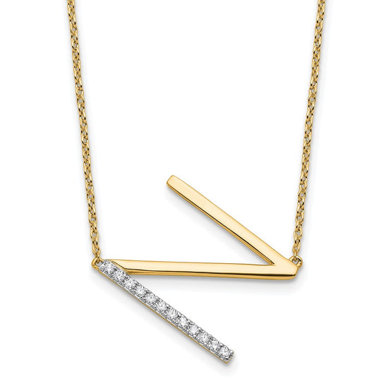 Sideways Diamond Initial Necklaces