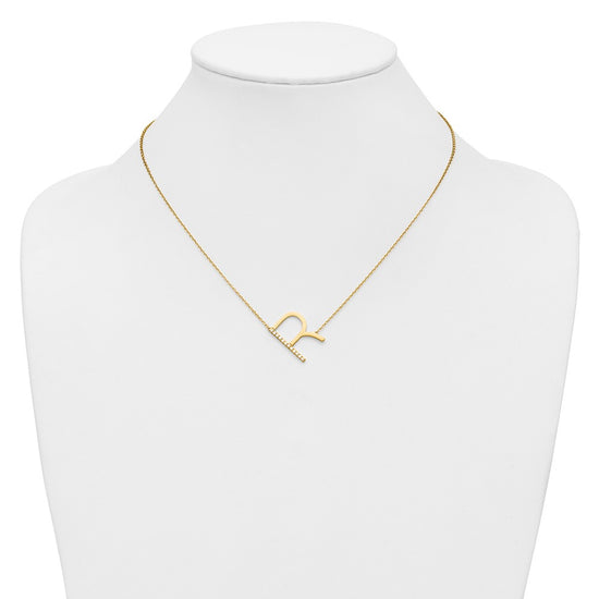 Sideways Diamond Initial Necklaces