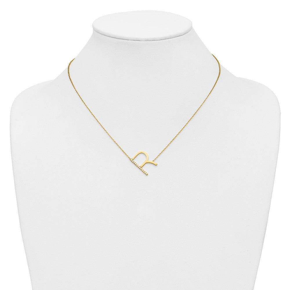 Sideways Diamond Initial Necklaces