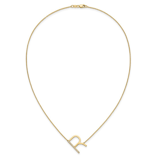 Sideways Diamond Initial Necklaces