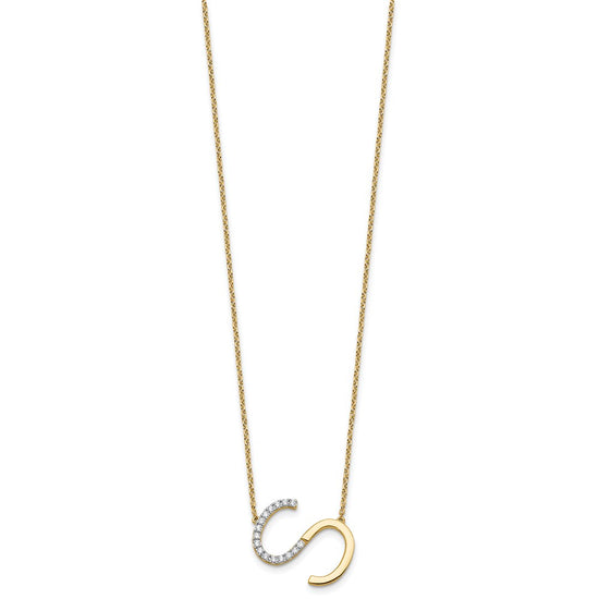 Sideways Diamond Initial Necklaces