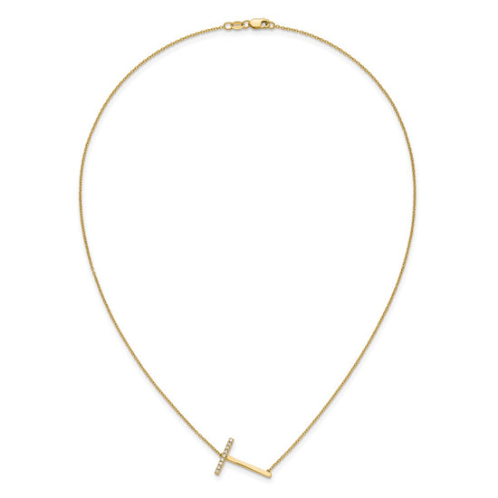 Sideways Diamond Initial Necklaces