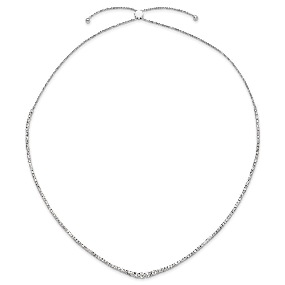 14k White Gold 5 carat Lab Grown Diamond VS/SI+ G+ Adjustable to 24 inch Tennis Bolo Necklace