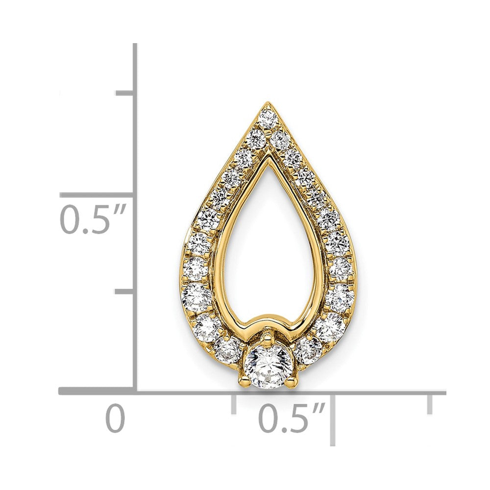 14k Polished 1/2 carat Diamond Teardrop Chain Slide